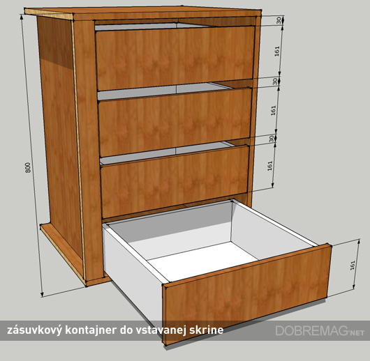 Ako objednať nábytok na mieru: zásuvkový kontajner vo vstavanej skrini